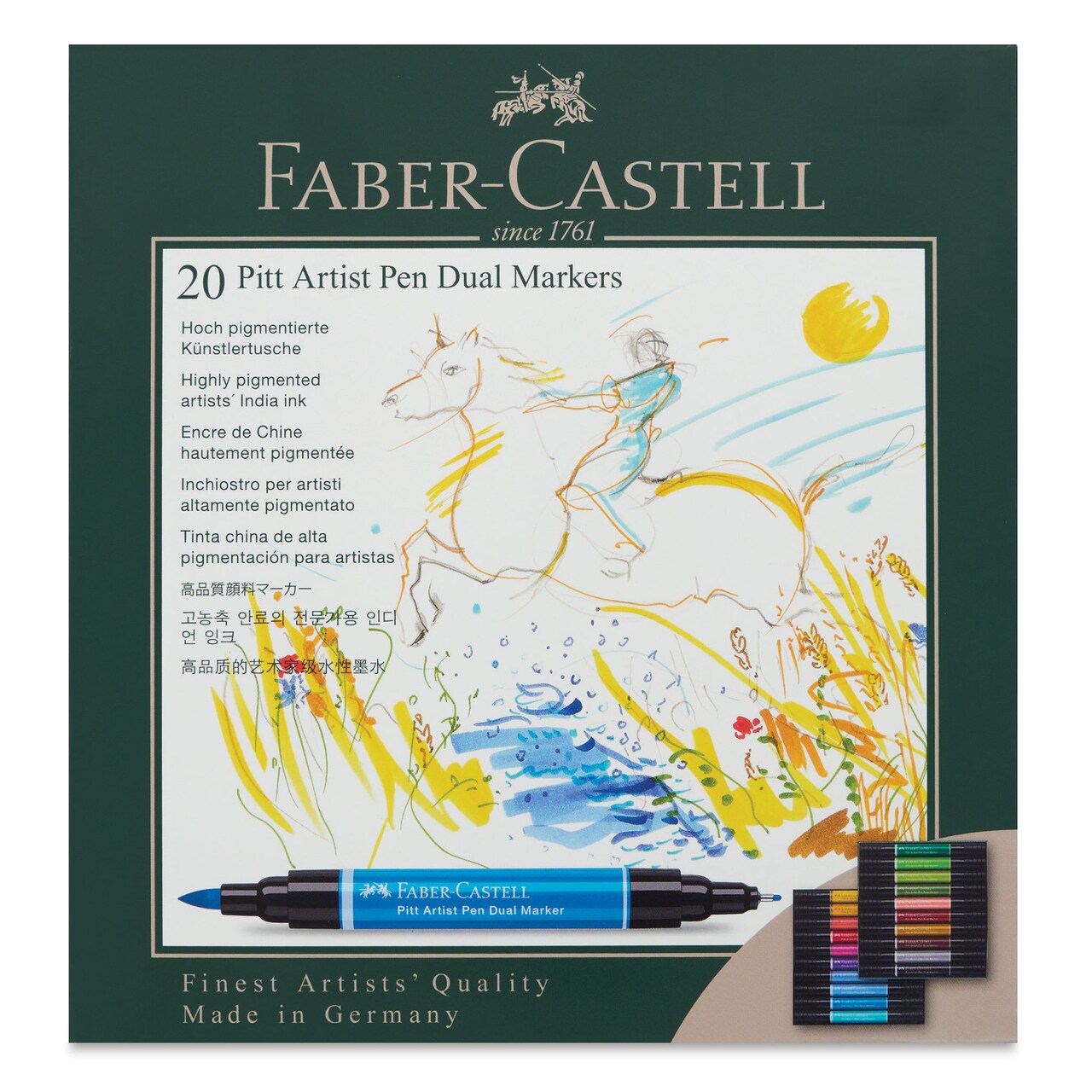 Faber-Castell Pitt Artist Pen Dual Tip Markers - Set of 20, Assorted Colors